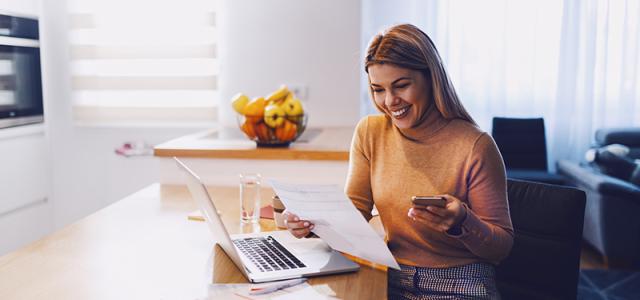 Woman looking at her finances